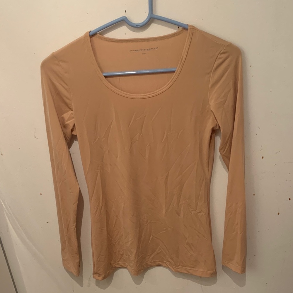 Contempo Long Sleeve Tan Ballet Top SZ Small